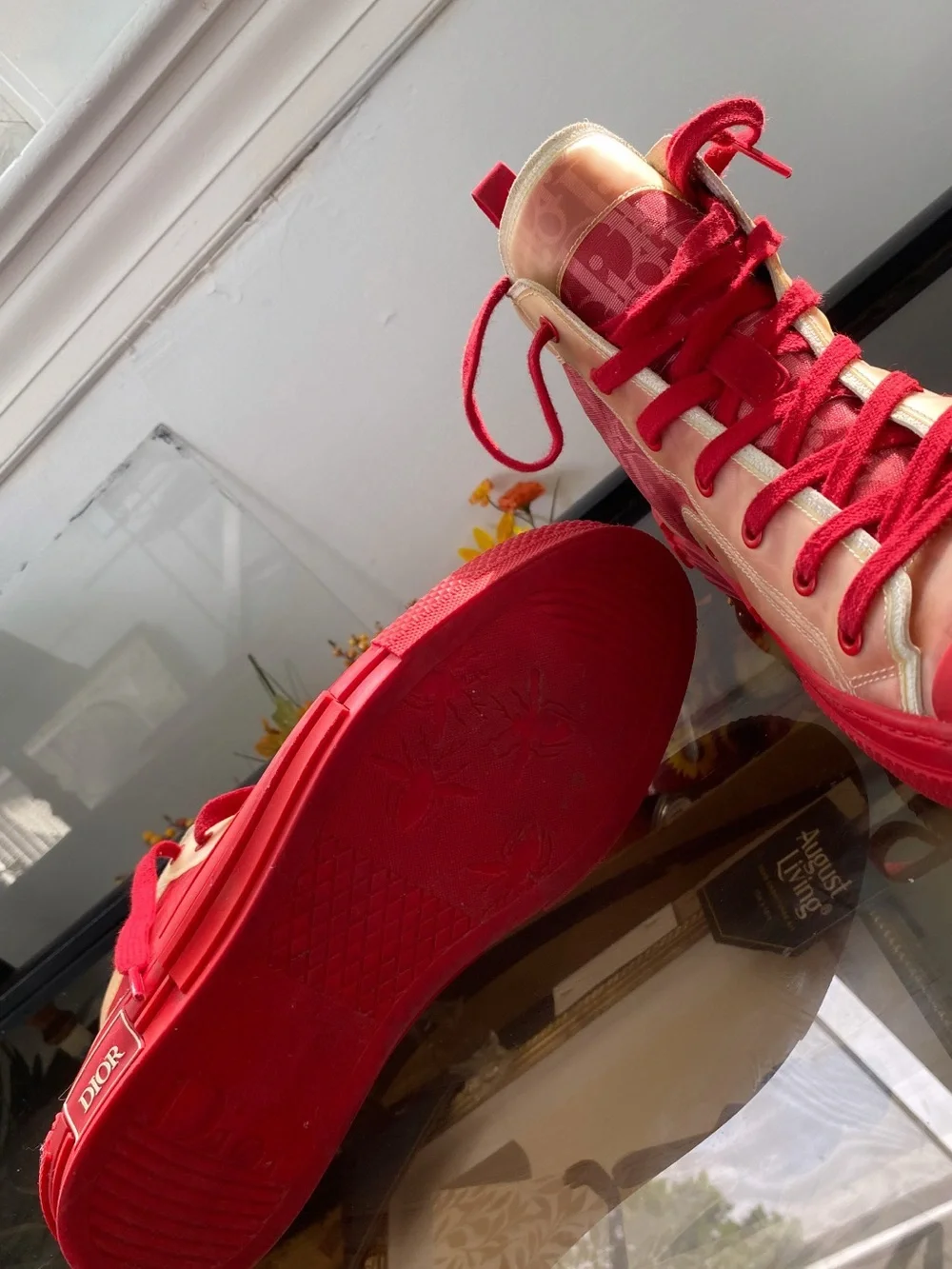 Dior Red Transparent High-Top Sneakers